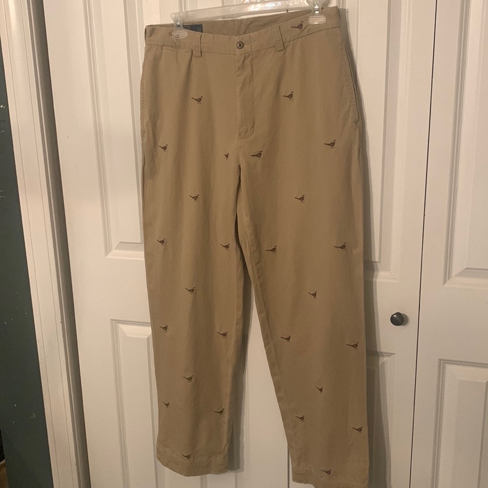 Polo Ralph Lauren Men's 34x32 Embroidered Pheasant Khaki Chino Pants Trousers